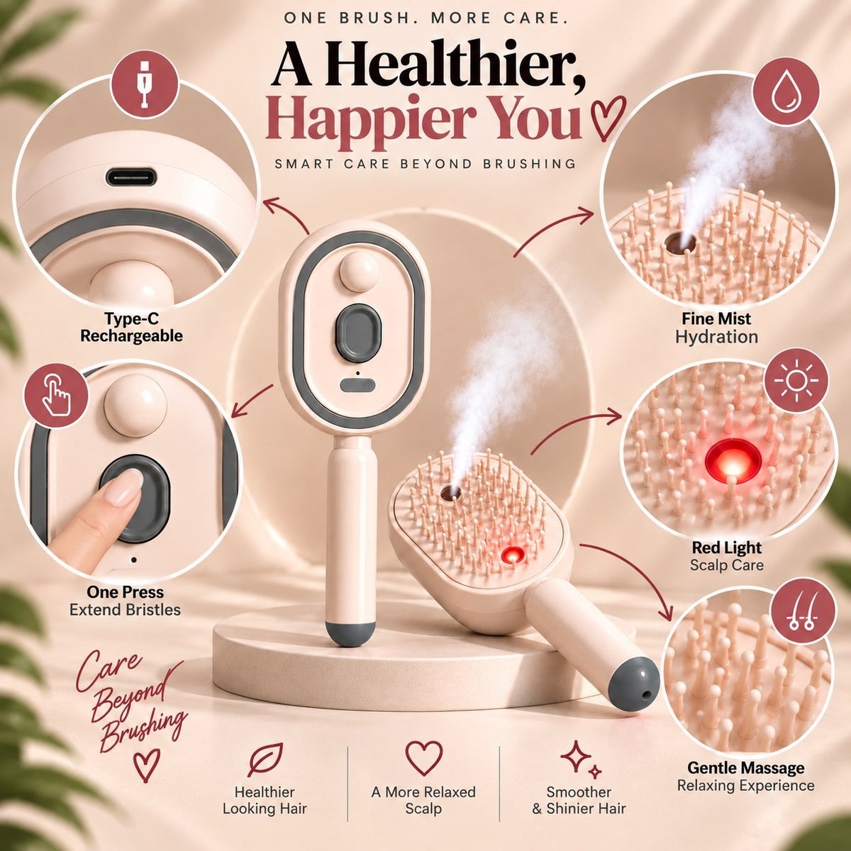 4-in-1 Electric Hair Care Mist Brush